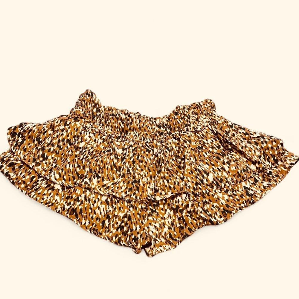 Celandine Boho Mini Skort Size XL Brown Pattern  Smocked Waistband Pull On - Picture 8 of 13